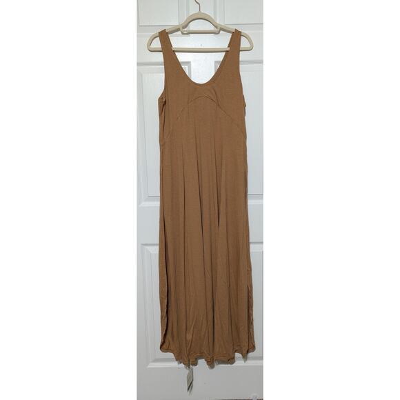 Halara Maxi Dress XL Camel Brown Sleeveless Split Slit Stretchy Flowy Casual - Picture 5 of 12